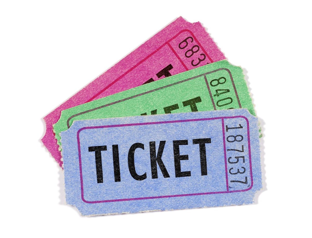 Raffle prize tickets fanned out