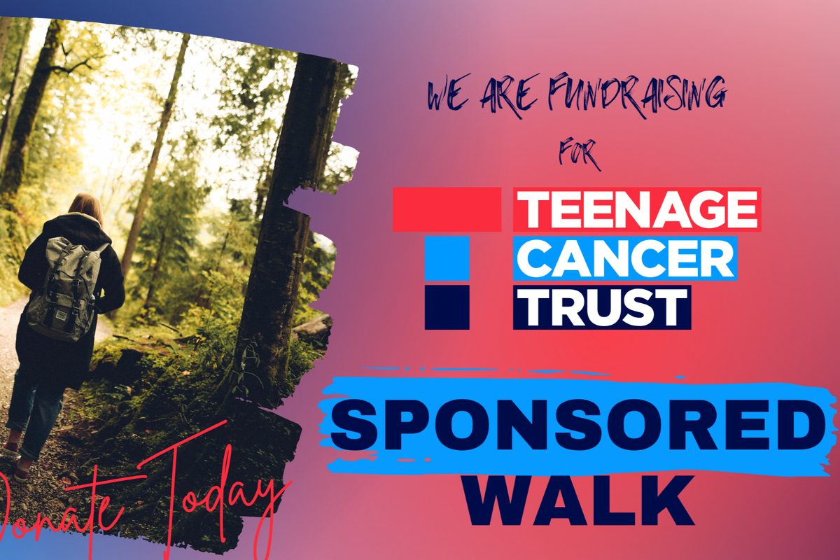 Young people on a sponsored walk fundraising for charity