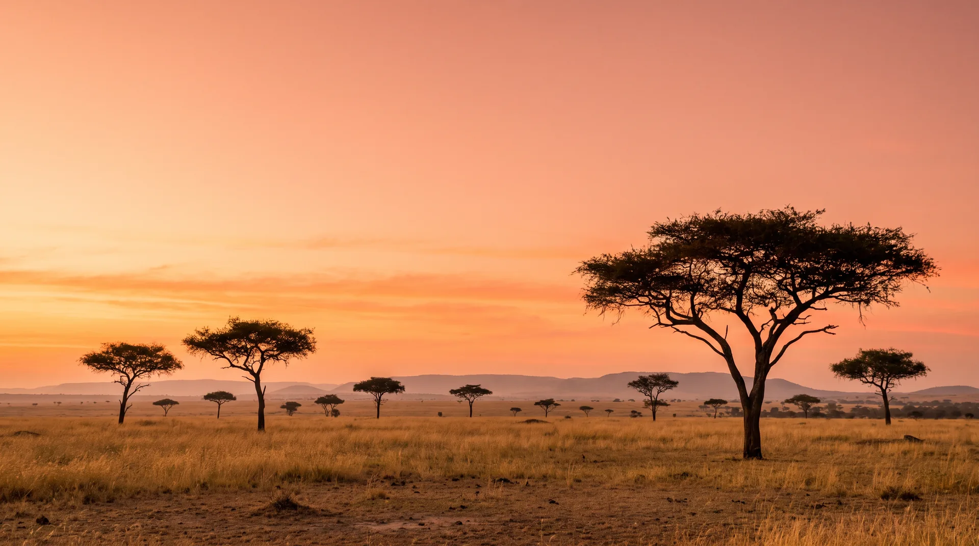 Illustrative warm savannah sunrise hero image offered during Web Page setup